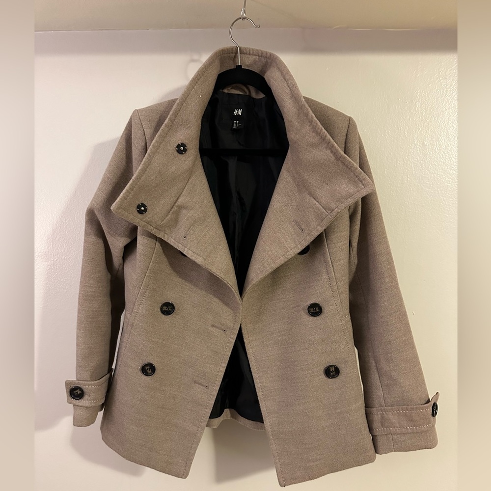 H&M Tan pea coat size 10
